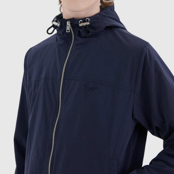 Maison Kitsune Mens Jacket MEDIUM Spring Fox Technical Windbreaker Navy - Picture 3 of 13